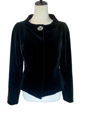 STYLE PARIS by Susan Sutherland Luxury Black Velvet Rhinestone Statement Jacke